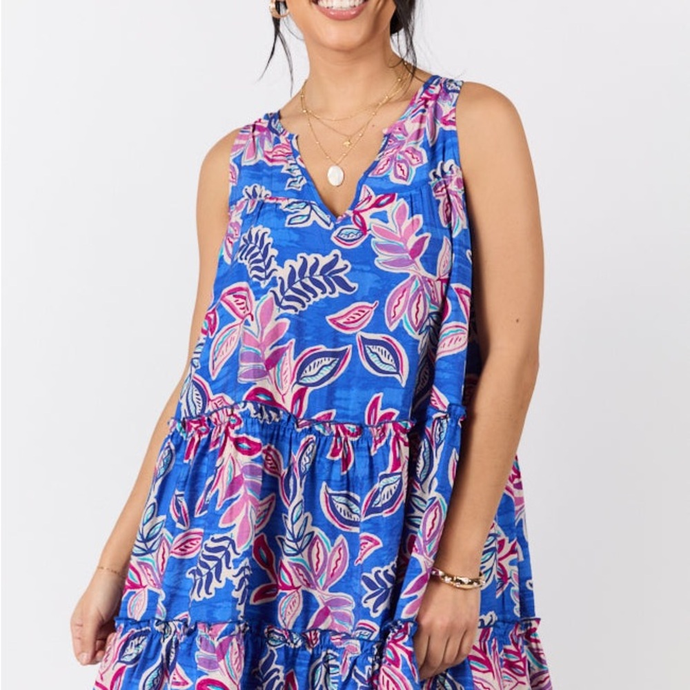NEW Pink Lily Blue and Pink Tiered Sundress NWOT